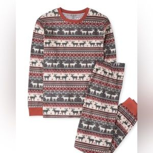 Children’s Place Adult Unisex Thermal Reindeer Fairisle Cotton Pajamas Size M